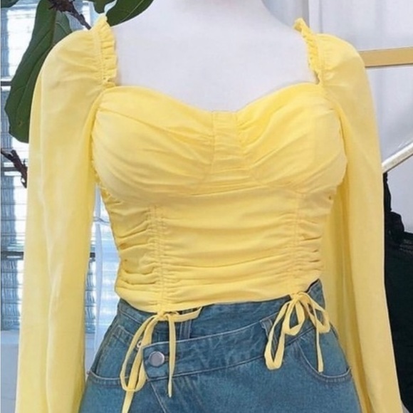 Mesh Yellow Top/Crop Top - Picture 3 of 3